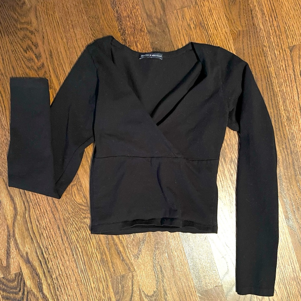 Brandy Melville black long sleeve crop top.